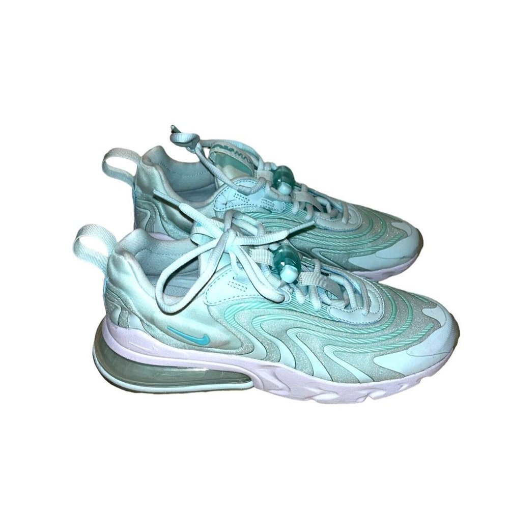 Nike Air Max 270 React ENG Teal White Athletic Lace Up Sneakers Women Size 7.5